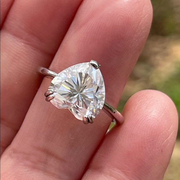 Moissanite 4ct Heart Shape Ring Size 5 925 Silver GRA Certified w/ Inscription - Picture 7 of 14